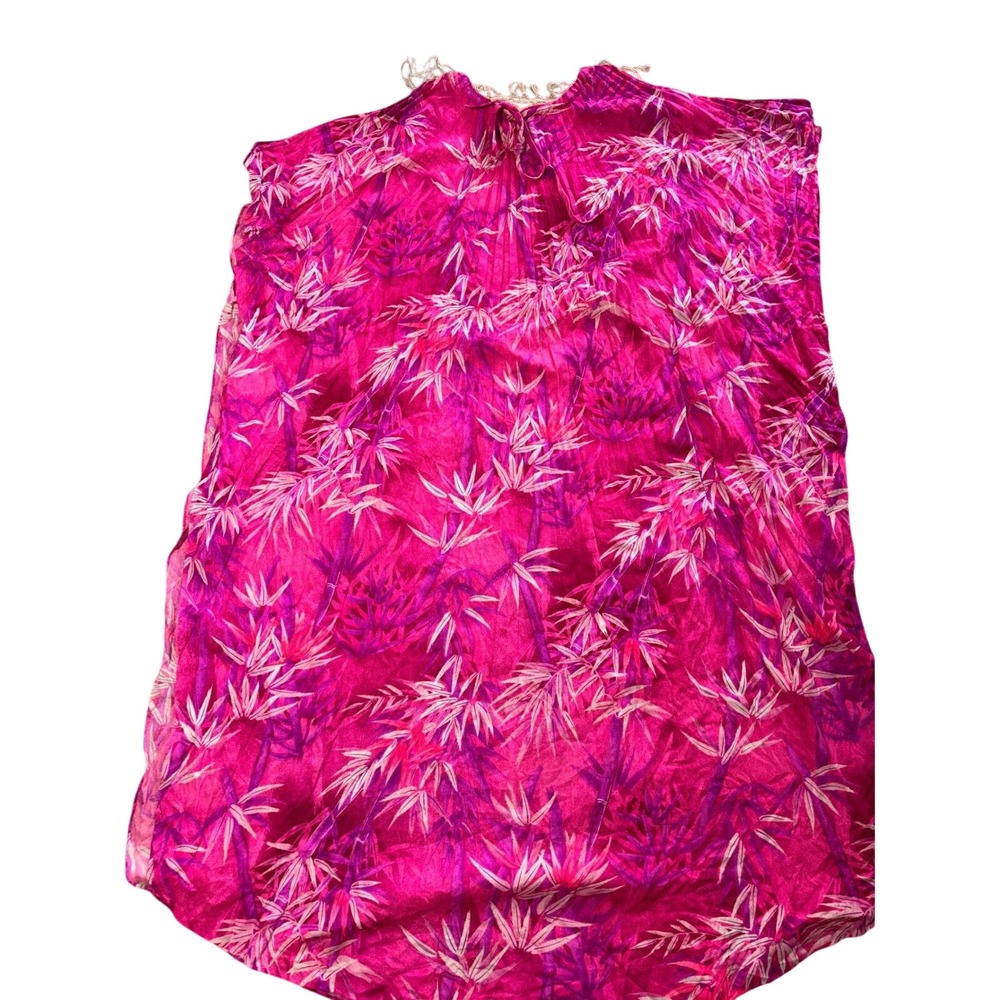 Kaftan Pink Purple Bamboo Vintage Sun Fashions of Hawaii Tropical Maxi Dress